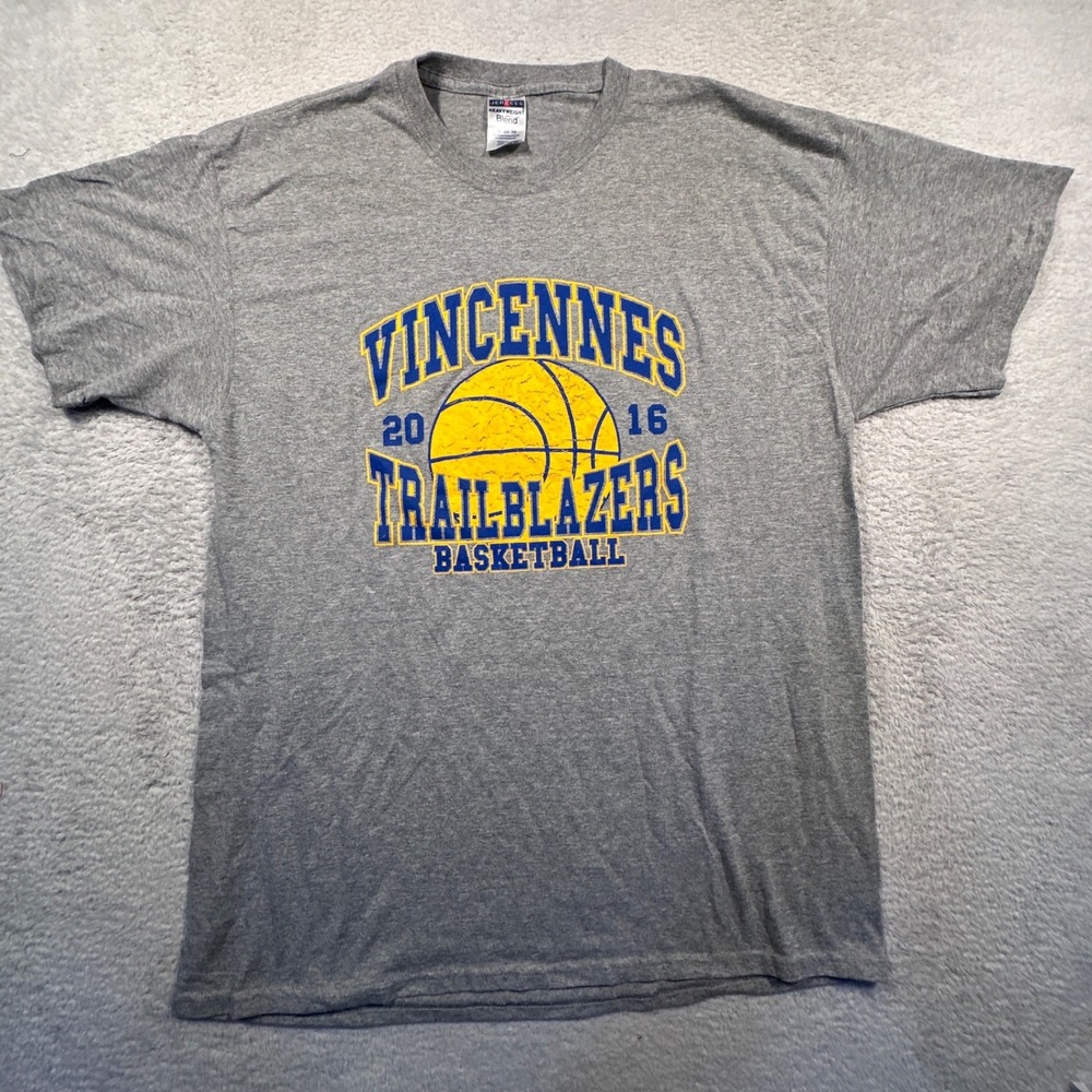 Vincennes Trailblazers Basketball T Shirt Mens XL Gray 2016 Jerzees